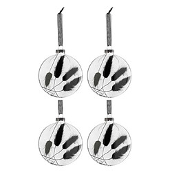 Paris Prix Lot de 4 Boules de Noël Fleurs Séchées II 10cm Noir