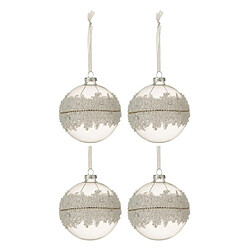 Paris Prix Lot de 4 Boules de Noël Glace 10cm Transparent