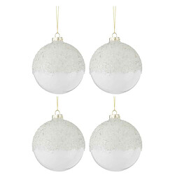 Paris Prix Lot de 4 Boules de Noël Givre 10cm Blanc