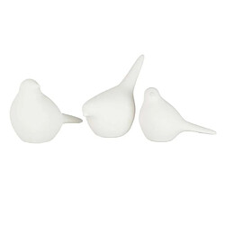 Paris Prix Lot de 3 Statuettes Déco Oiseaux 19cm Blanc