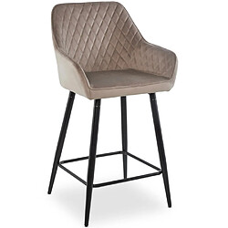 Paris Prix Lot de 2 Chaises de Bar Velours Onika 105cm Taupe