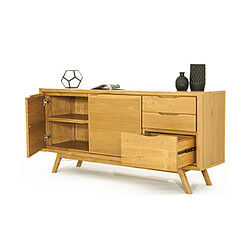 Mes Buffet 2 portes et 3 tiroirs en teck naturel - JEPARA