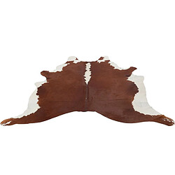 Paris Prix Tapis Déco en Cuir Vache 230x240cm Marron & Blanc