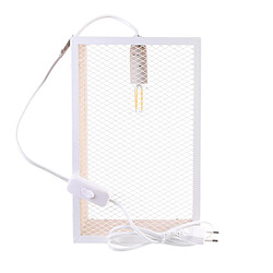 Paris Prix Lampe à Poser Bois & Métal Cadre 29cm Blanc & Naturel