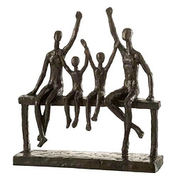 Paris Prix Statuette Déco Famille sur Banc 34cm Marron