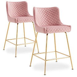 Paris Prix Lot de 2 Chaises de Bar Design Amyra 91cm Rose