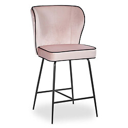 Paris Prix Chaise de Bar Velours Design Elsa 100cm Rose