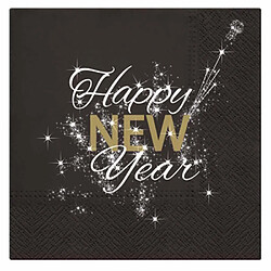 Paris Prix Lot de 20 Serviettes en Papier Happy New Year 33x33cm Noir