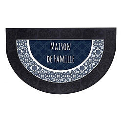 Paris Prix Tapis d'Entrée Demi-Lune Eltea 45x75cm Noir & Bleu