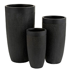 Paris Prix Lot de 3 Vases Ronds Design Argile 72cm Noir