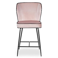 Paris Prix Chaise de Bar Velours Design Elsa 100cm Rose
