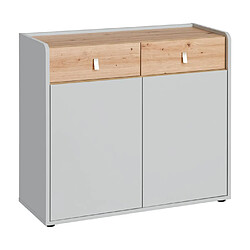 Paris Prix Buffet 2 Portes & 2 Tiroirs Vivero 94cm Gris & Naturel