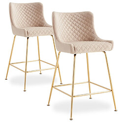 Paris Prix Lot de 2 Chaises de Bar Design Amyra 91cm Beige
