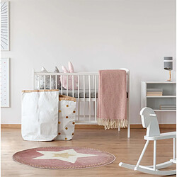 Paris Prix Tapis Rond Enfant Étoile Métallisée 80cm Rose pas cher