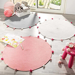 Avis Paris Prix Tapis Rond Enfant Pompomparty 90cm Rose Dragée