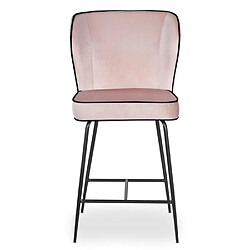 Paris Prix Chaise de Bar Velours Design Elsa 100cm Rose