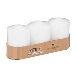 Atmosphera Lot de 3 Bougies Votives Many 7,5cm Blanc