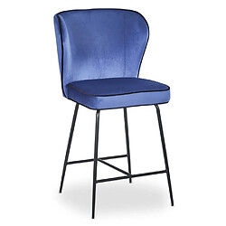 Paris Prix Chaise de Bar Velours Design Elsa 100cm Bleu