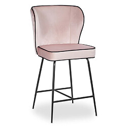 Paris Prix Chaise de Bar Velours Design Elsa 100cm Rose