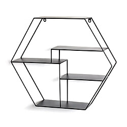 Mes Étagère murale hexagonale 61x16x54 cm en métal laqué noir