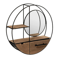 Atmosphera Étagère Murale 2 Tiroirs Reto 50cm Naturel & Noir