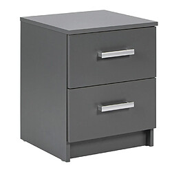 Paris Prix Table de Chevet 2 Tiroirs Design Azio 51cm Gris