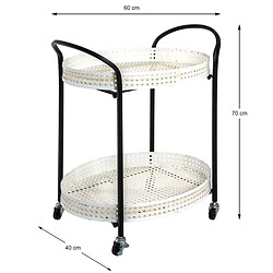 Paris Prix Desserte de Cuisine 2 Niveaux Cannage 70cm Noir