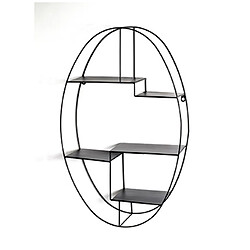 Mes Étagère murale ovale 44x16x71 cm en métal laqué noir