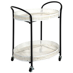 Paris Prix Desserte de Cuisine 2 Niveaux Cannage 70cm Noir