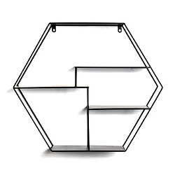 Mes Étagère murale hexagonale 61x16x54 cm en métal laqué noir
