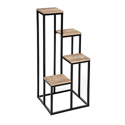 Atmosphera Porte Plante 4 Plateaux Utah 88cm Noir & Naturel