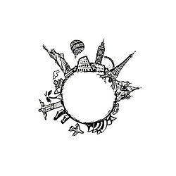 Atmosphera Sticker Plat Déco Monde 60cm Noir & Blanc