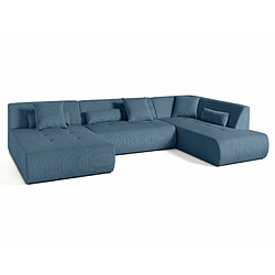Acheter Lisa Design Onyx - canapé panoramique d'angle droit 7 places - en velours côtelé