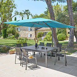 Hesperide Parasol déporté rectangulaire Melhia - L. 400 x l. 300 cm - Bleu Canard