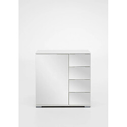 Inside 75 Commode ENSSE 4 tiroirs 1 porte blanc et miroir