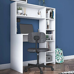 Toilinux Bureau Luminure avec rangements en bois - Blanc