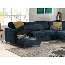 Avis Lisa Design Jake - canapé panoramique d'angle droit - convertible avec coffre - 7 places - en velours