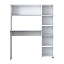 Toilinux Bureau Luminure avec rangements en bois - Blanc