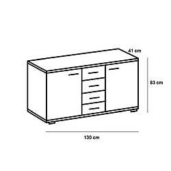 Inside 75 Buffet CARAMELLA 4 tiroirs 2 portes blanc mat