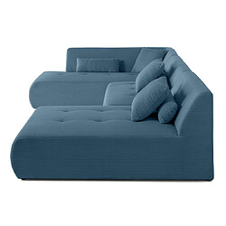 Lisa Design Onyx - canapé panoramique d'angle gauche 7 places - en velours côtelé pas cher