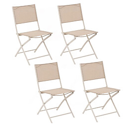 Hesperide Lot de 4 chaises de jardin pliables Modula - Lin et Argile