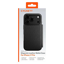 CYGNETT Étui Portefeuille pour iPhone 17 Pro en Cuir MagSafe MagWallet Antichocs Noir pas cher