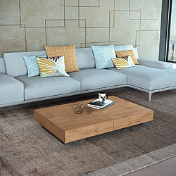 Inside 75 OZZIO NEW COVER Table Basse transformable en Eco-Bois Chêne Antique et piètement en Métal Graphite