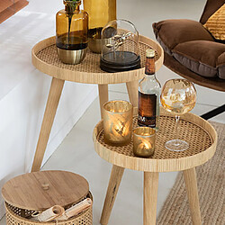 Mes Lot de 2 tables d'appoint rondes 51 et 40 cm en sapin et rotin