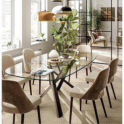 Inside 75 OZZIO DIAGO Table fixe avec structure en métal graphite et Plateau en verre transparent (taille large)