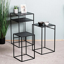 Mes Lot de 3 tables d'appoint 26, 30 et 34 cm en métal noir - MACEIO