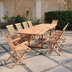 Avis Concept Usine Salon de jardin teck 12 places table rectangulaire 8 chaises 2 fauteuils KAJANG