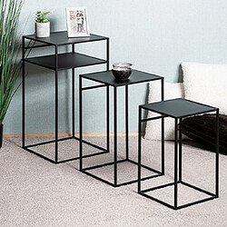 Mes Lot de 3 tables d'appoint 26, 30 et 34 cm en métal noir - MACEIO