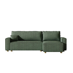 Concept Usine Canapé convertible d'angle en velours côtelé vert COSY