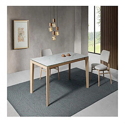 Inside 75 Table repas extensible GEO 8 couverts 160/230x100cm pieds chêne plateau céramique blanc